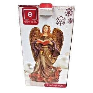 Vintage Ceramic Holiday Angel Tabletop Night Light by Elements 10 in Glow NIB